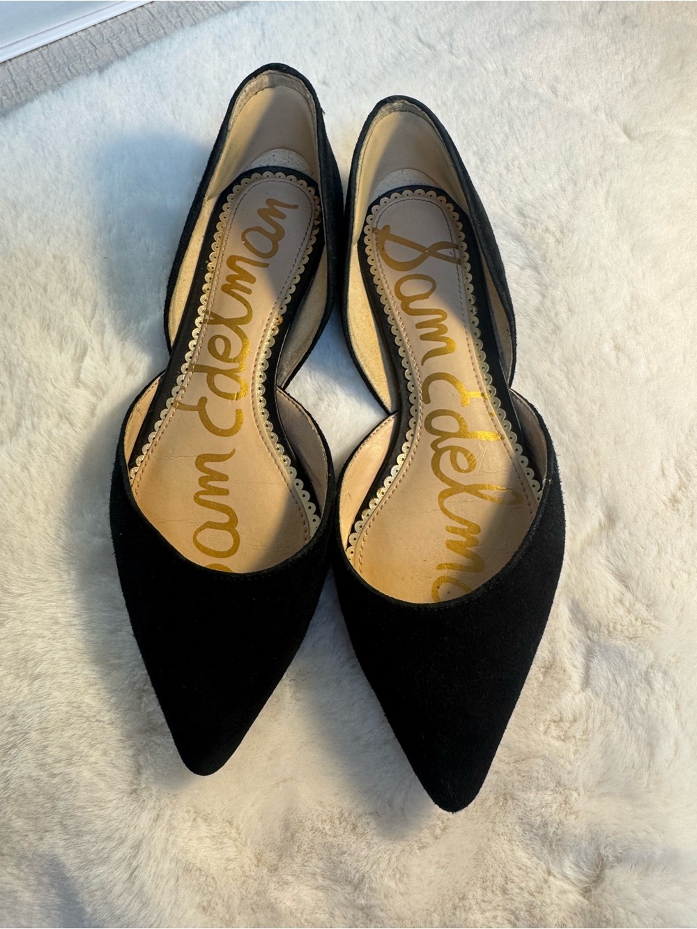 Sam Edelman Rodney Black Suede Pointed-Toe D'Orsay Flats Size 4